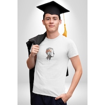 Kafatası Kulaklık Ergen Enerjisi Unisex Unisex Beyaz Organik Baskılı T-shirt Penye Yüksek Kalite Beyaz