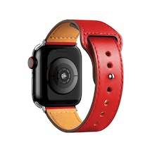 Akıllı Saat Aksesuarları Apple Uyumlu Watch 38mm Kr415 Luaz Deri Kordon - Kırmızı