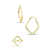 Çgk Çiğdem Gürel Kuyumculuk Dikdörtgen Altın Küpe Gold