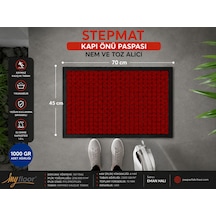 Nem Alıcı Toz Tutucu Çamur Sıyırıcı Pvc Taban Ve Pvc Bordürlü Scroll Benekli Kırmızı Halılı Kapı Önü Paspası Bordo