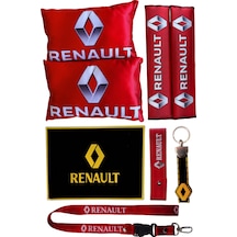 Renault Dijital Baskılı Kırmızı Araç Boyun Yastık Kemer Ped