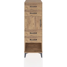 Hyperion Dolap Tek Raflı 4 Çekmeceli Tek Kapaklı 44x44x134 Ça... Çam