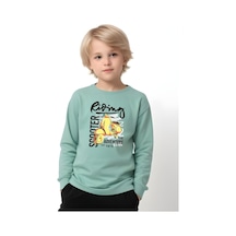 Fyk Kids Erkek Çocuk Riving Yazı Baskılı Yuvarlak Yaka Sweatshirt Mint Yeşili