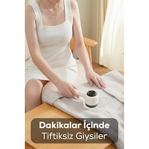 6 Bıçaklı 2 Kademeli Tüy Tiftik Şarjlı Temizleme Makinesi Ve Tüy Toplama Rulosu Yedek Bıçaklı Beyaz