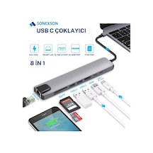 Usb Type-c Hub Dönüştürücü Çevirici Çoklayıcı Usb Hdmı Micro Sd 8