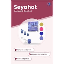 Seyahat Kozmetik Seti Makyaj Çantası Pompalı Spreyli Kapaklı Şişe