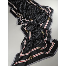 Miorel Scarfs G Tema Vual İpek Şal Halka Desen Silk Scarfs Fular Shawl Hijab Siyah
