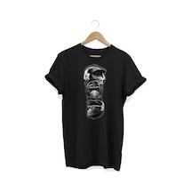 Üç Maymun Baskılı Siyah T-shirt Siyah