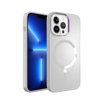 Apple Uyumlu iPhone 13 Pro Kılıf Magsafe Wireless Şarj Özellikli Renkli Kamera Çerçeveli Kapak Stil