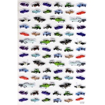 Sticker Kabartmalı A4 Boyutunda Stiker Defter, Planlayıcı Etiket- Lim539 - Retro Arabalar Çok Renkli