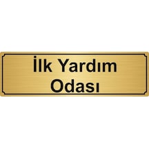 Ilk Yardım Odası Yönlendirme Levhası 7Cmx20Cm Altın Renk Metal