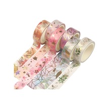 Lichen Washi Tape Set, 6 Rulo Washi Bant Seti Çiçekli Altın Diğer