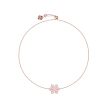 Emılıano Jewellery Silver 925 Ayar Zirkon Taşlı Çiçek Desenli Blıklık Gümüş - Rose Gold