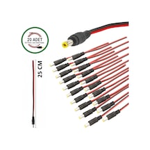20 Adet Dc Power Jack Kablosu 25 Cm Düz Erkek Çoklu Set Kamera Modem Led Adaptör Güç Bağlantı Kablosu