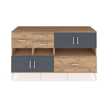 Hyperion Konsol 5 Raflı 4 Çekmeceli 4 Kapaklı 176x44x99 Çam-antra Çam-antrasit/çam