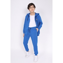 Toontoy Kids Toontoy Erkek Çocuk Nakışlı Eşofman Takım Saks Mavisi