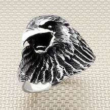 İpek Silver 925 Ayar Gümüş Şahin Motifli Taşsız Gothik Erkek Yüzük