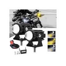 Motosiklet Mini Sis Farı Çift Renk Sarı-beyaz Aç Kapa Düğmeli Scooter Araç Off Road Led Lamba 8v-80v Projektör Metal Kasa Arazi Çalışma Lambası 2 Adet 00 Şüscaroto Aksesuar