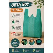 Kalın Yeşil Poşet Orta Boy 1 Kg 28x50 Cm Market Manav Poşeti Hışır Atlet Poşet Çöp Poşeti