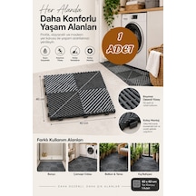 Porsima 0775 Antrasit Geçmeli Plastik Yer Karosu Kaymaz Izgaralı Balkon, Banyo, Teras & Bahçe Zemin Karo 40x40 Cm