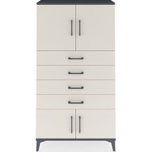 Arges Dolap 2 Raflı 4 Çekmeceli 4 Kapaklı 88x30x163 Antrasit-aytaşı Antrasit