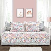 Pixie Fox 6 Parça Yatak Örtüsü Seti, Gri Ve Pembe, 99 Cm X 190 Cm Çok renkli