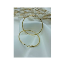 Çelik Gold Renk İnce Büyük Boy Halka Küpe Gold