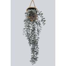 Yapay Çiçek Handmade Asılabilir Sepet Detaylı Gümüş Okaliptus Sarkıtı Gümüş