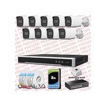 Provzen Hikvision 9 Kameralı 4mp Ip Colorvu 3.0 Güvenlik Sistemi Aı İnsan Araç Algılama Mikrofon Ve Işıklı Alarm