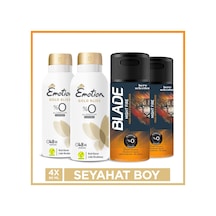 Emotion Gold Bliss Kadın Deodorant & Blade Night Fire Erkek Deodorant 4x90 Ml Seyahat Seti