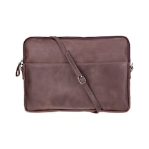 Bloomsleeve Leeds 14" Mahogany Dark Brown Hakiki Deri Laptop & Tablet Kılıfı Kahverengi