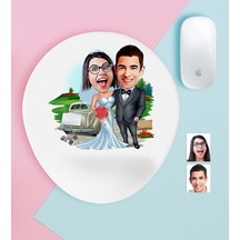 Kişiye Özel Evleniyoruz Karikatürlü Bilek Destekli Mouse Pad-1