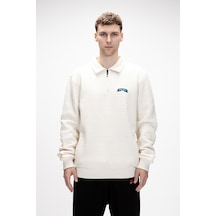Bad Bear Diez Marshmallow Yarım Fermuarlı Erkek Sweatshirt Beyaz