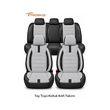 Volkswagen Polo 2012-2017 Uyumlu Nergis Serisi Ortopedik Tay Tüyü Ticari 2+1 Oto Koltuk Kılıfı Gri Siyah