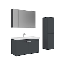 Orka Desna 100 Cm Mat Antrasit Banyo Dolabı Takımı Ve Boy Dolabı Antrasit