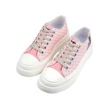 Kadın Vegan Beyaz Kalın Taban Sneakers - Big Steps Cat Tasarım Çok Renkli