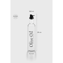 Renga Oslo Yazı Desenli 500 Ml Siyah Kapaklı Cam Yağlık 152002 Siyah