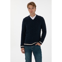 U.S. Polo Assn. Erkek Regular Fit V Yaka Lacivert Kazak 50308337-VR033