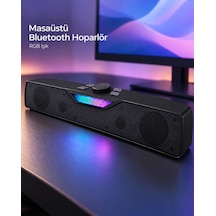 Rgb Işıklı Bluetooth 5.4 Masaüstü Soundbar Hoparlör Usb Destekli Siyah