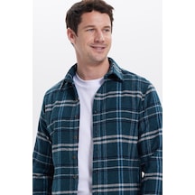 Tudors Erkek Slim Fit Dar Kesim Kareli Kışlık Oduncu Gömlek-42199 Mint