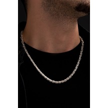 Osmanlı Gümüş Beyaz Kral Erkek Gümüş Kolye 4.5 MM