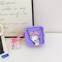 Fastbuy Çift Taraflı Kuromi Kesesi, Mor Silikon Mini Asılı Çanta Mor