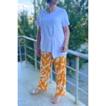 Mia Butik Büyük Beden Bahar Takım Beyaz-turuncu Beyaz-turuncu