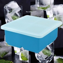 Gurme Chef Çok Amaçlı Silikon 4'Lü Küp Kapaklı Buzluk, Mavi