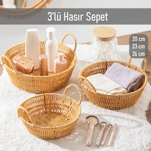 Porsima 304b 3 Lü Düzenleyici Hasır Sepet Seti Ekmeklik Sepet