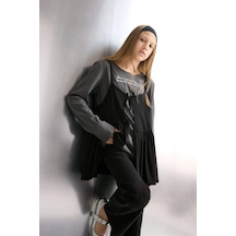 Defacto Kız Çocuk Loose Fit Bisiklet Yaka Baskılı Uzun Kollu Tişört G1083a825auar58 Antrasit
