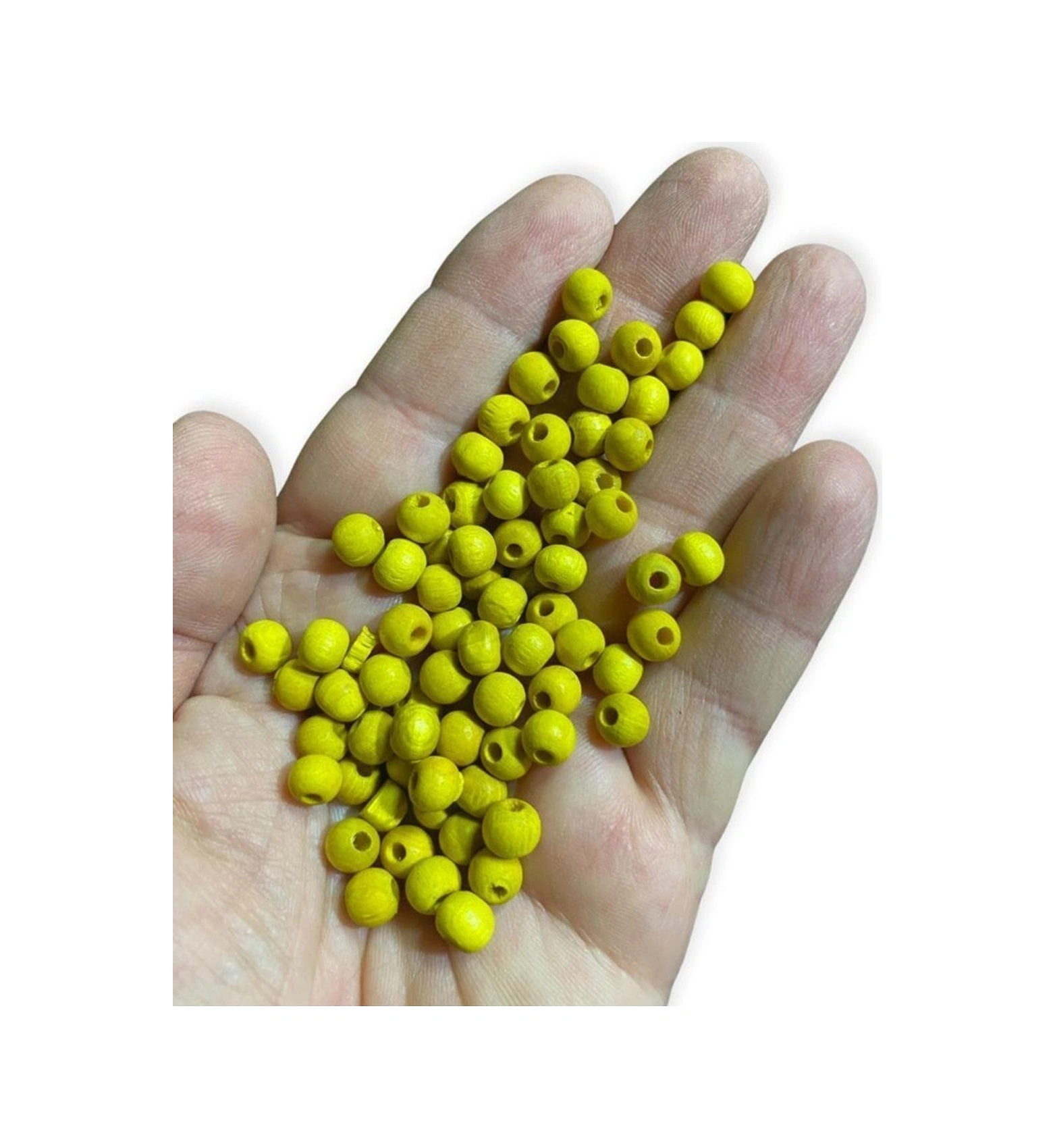 6 Mm Sarı Ahşap Boncuk - Dekor Boncuğu , Makrome Boncuğu 50 Gr , Ort 350-400 Adet