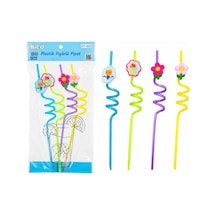 4pcs Kıvrımlı - Renkli Plastik Pipet Figürlü Mix Bx40 Diğer