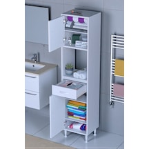Eliusta Vero 5 Bölmeli 50 Cm Genişlikte Dolap Çok Amaçlı Kullanım Banyo Dolapı 50x173x32,5 Cm Dolap Beyaz
