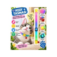 Kedi Tasması Gökkuşağı Degrade Renkli Zilli Ayarlanabilir Boyun Tasması Diğer